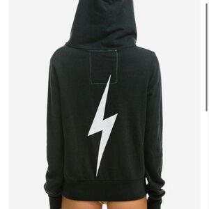 new with tag Aviator Nation Bolt Zip Hoodie in Charcoal